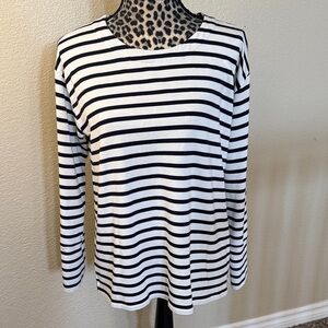 J. Jill Blue and White Striped Long-Sleeve Tee